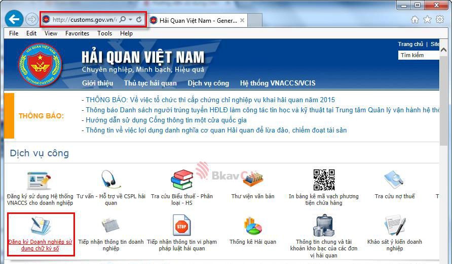 Chữ ký số khai Hải quan điện tử