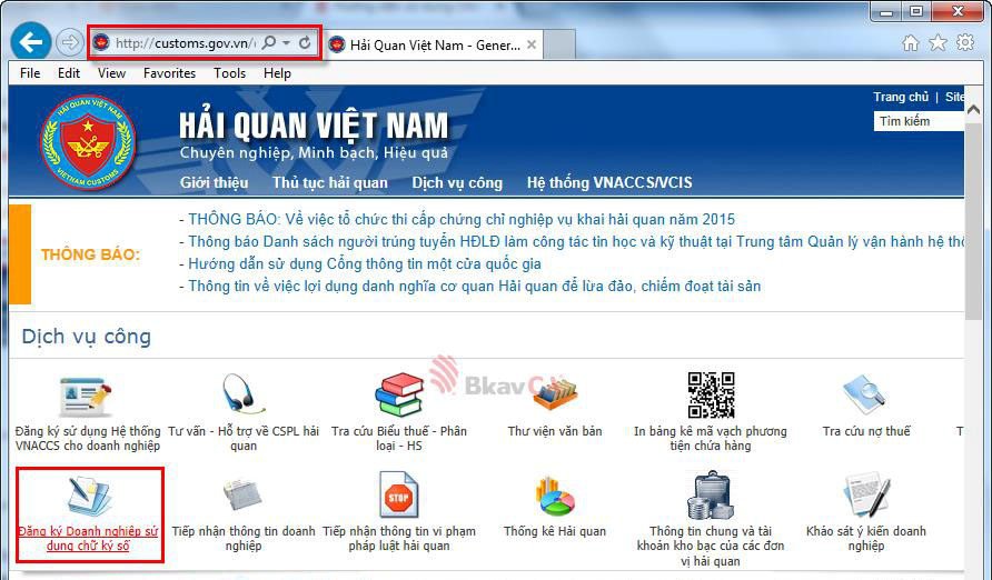 Chữ ký số khai Hải quan điện tử