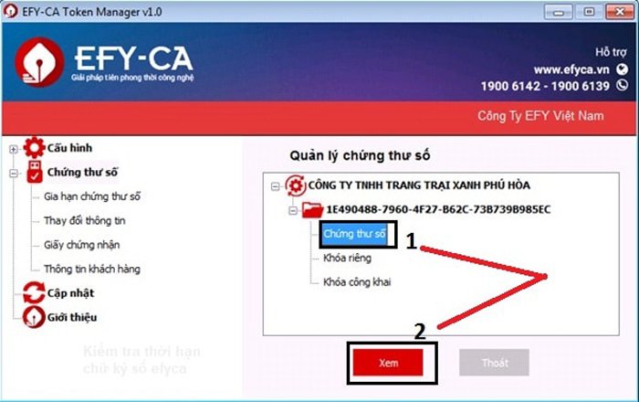 Cách kiểm tra thời hạn chữ ký số efy-ca