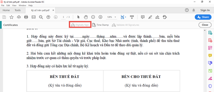 Cách ký chữ ký số trên file PDF