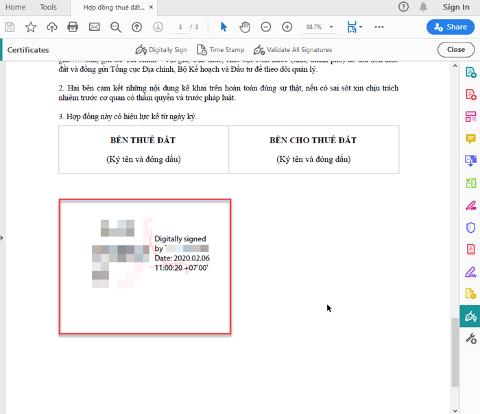 Cách ký chữ ký số trên file PDF